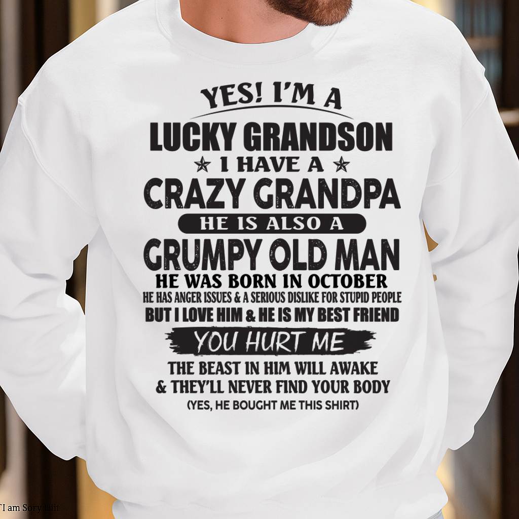 OCTOBER - LUCKY GRANDSON OF CRAZY GRANDPA -  PERFECT GIFT FROM GRANDPA - SNOW10 (SKU12-145-10)