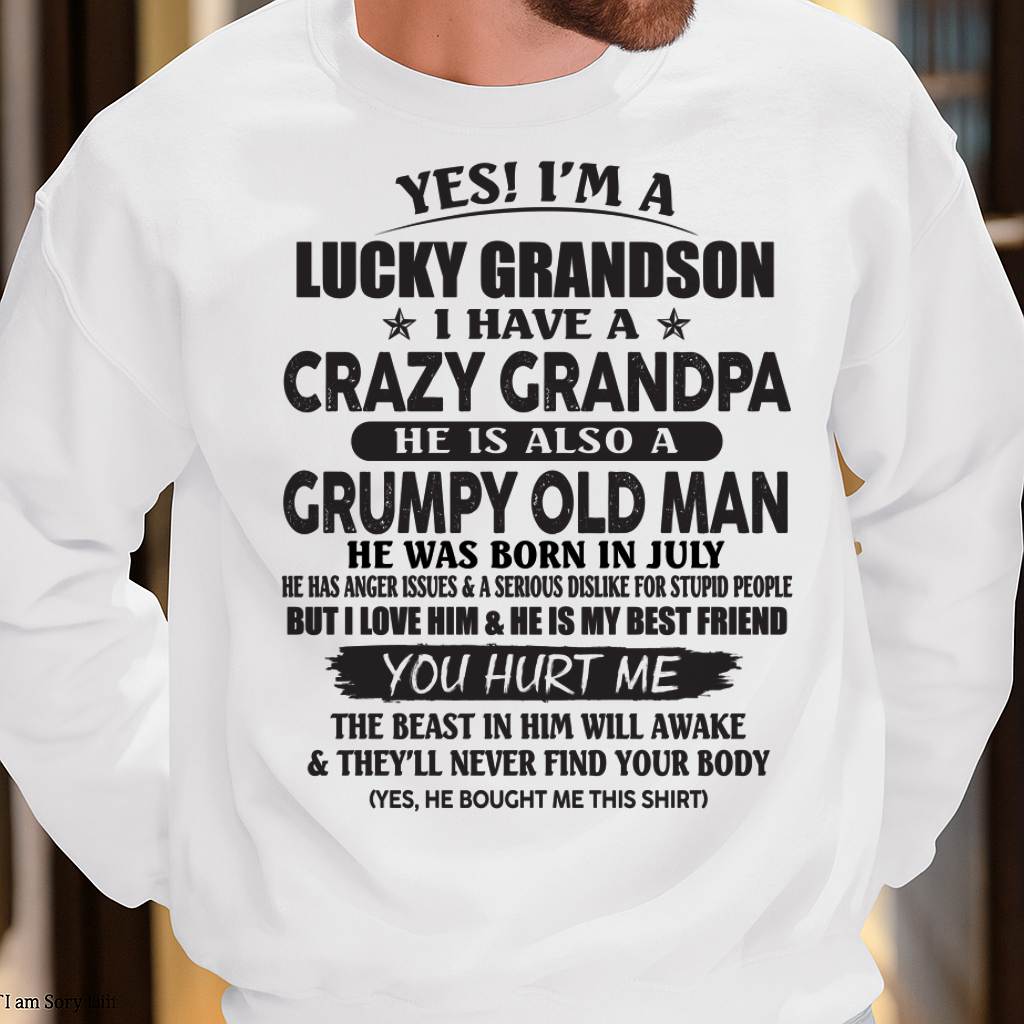 JULY - LUCKY GRANDSON OF CRAZY GRANDPA -  PERFECT GIFT FROM GRANDPA - SNOW07 (SKU12-145-07)