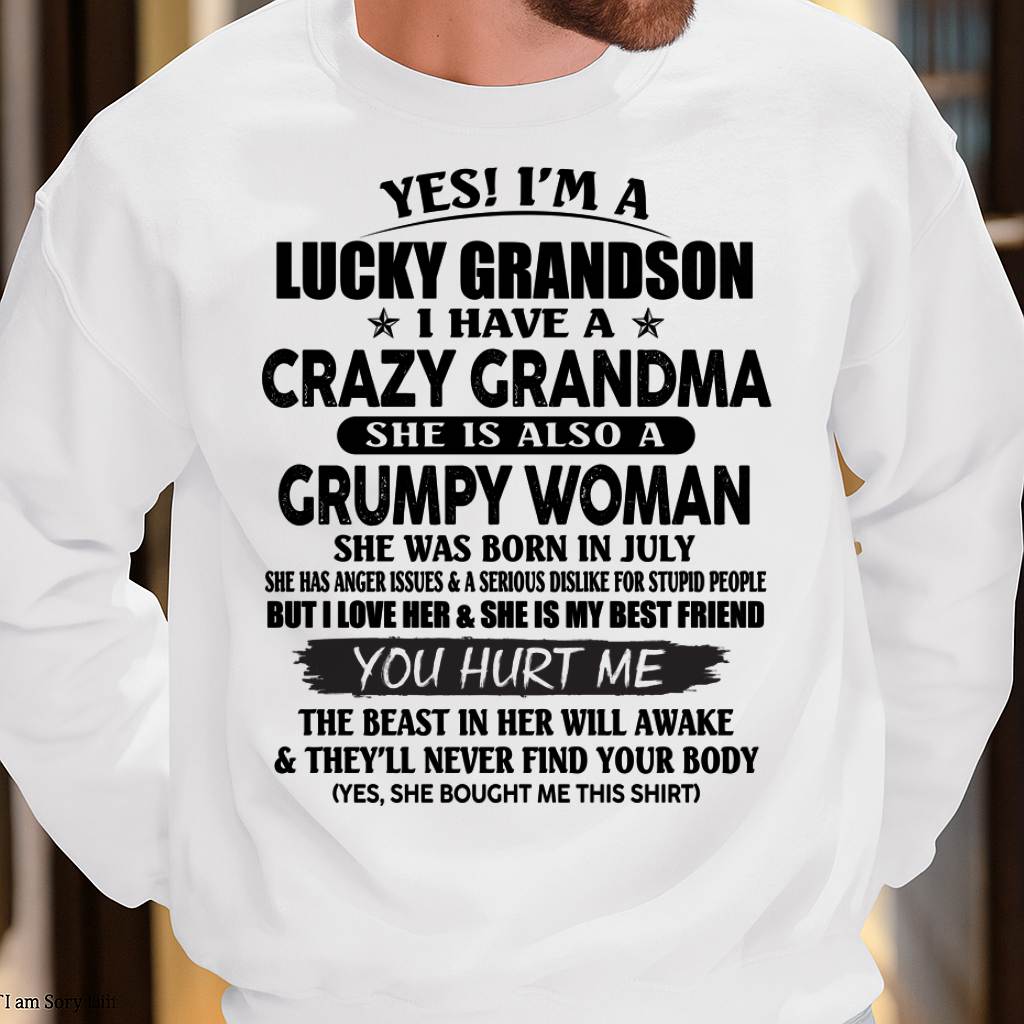 JULY - LUCKY GRANDSON OF CRAZY GRANDMA -  PERFECT GIFT FROM GRANDMA - snow07 (SKU12-113-07)