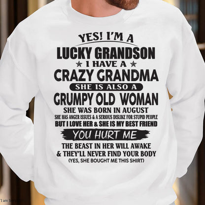 AUGUST - LUCKY GRANDSON OF CRAZY GRANDMA -  FROM GRANDMA - snow08 (SKU10-173-08)