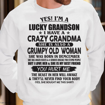 DECEMBER - LUCKY GRANDSON OF CRAZY GRANDMA -  FROM GRANDMA - SNOW12 (SKU10-173-12)
