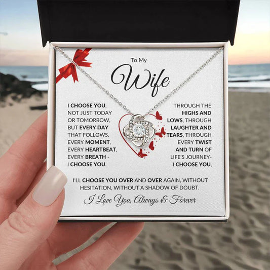 TO MY WIFE FROM HUSBAND - Premium Love Knot Necklace