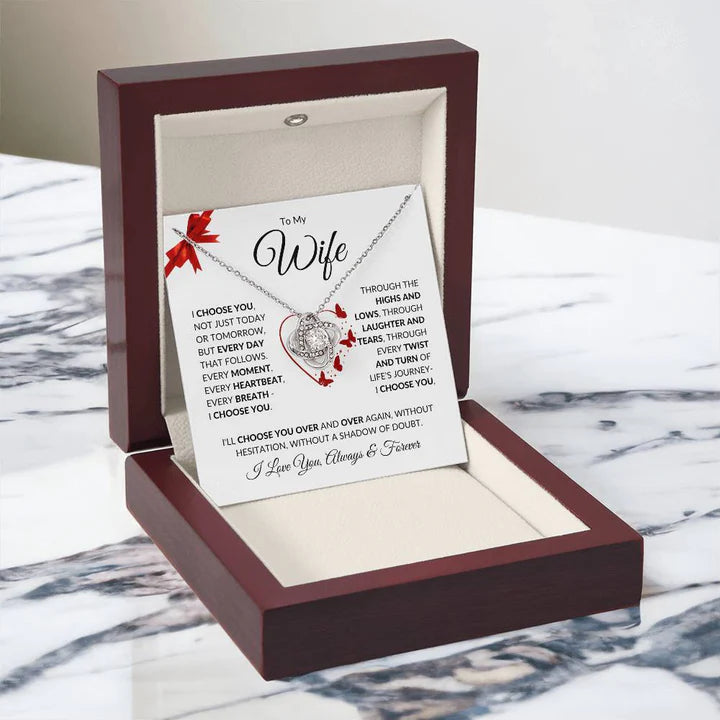 TO MY WIFE FROM HUSBAND - Premium Love Knot Necklace