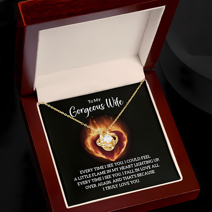 TO MY WIFE FROM HUSBAND- Premium Love Knot Necklace