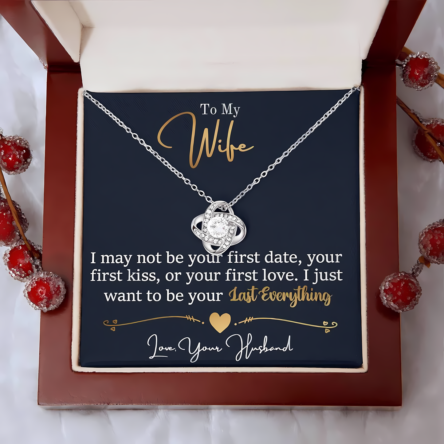 TO MY WIFE FROM HUSBAND- Premium Love Knot Necklace