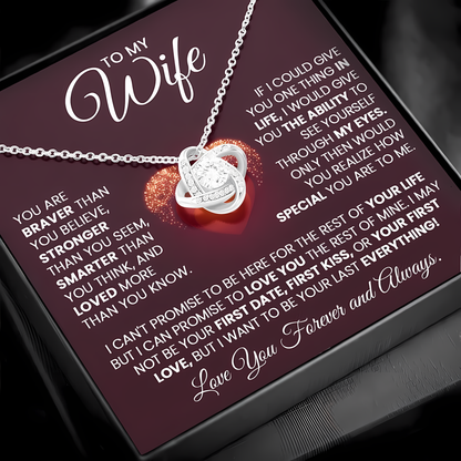 TO MY WIFE FROM HUSBAND - Premium Love Knot Necklace