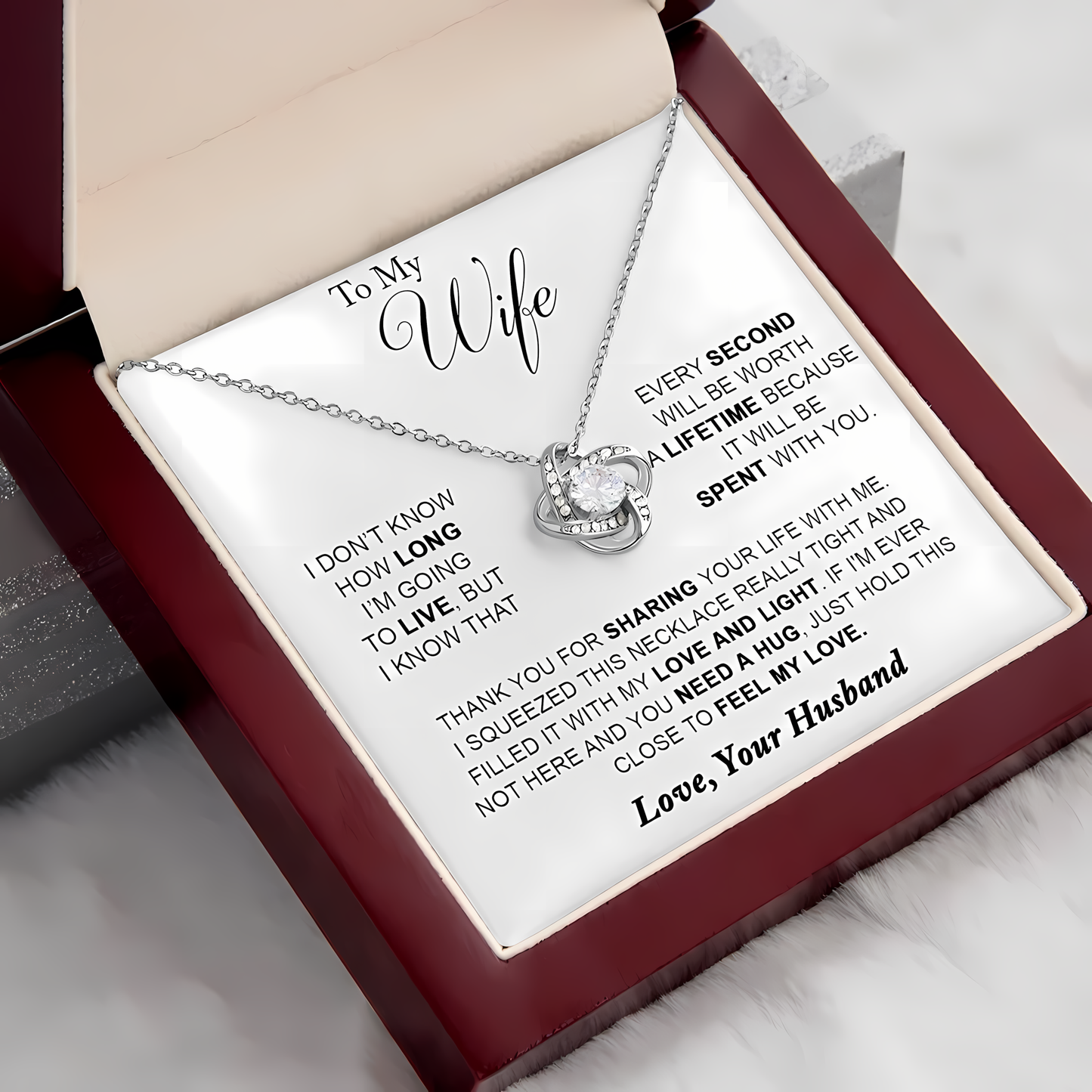 TO MY WIFE FROM HUSBAND - Premium Love Knot Necklace