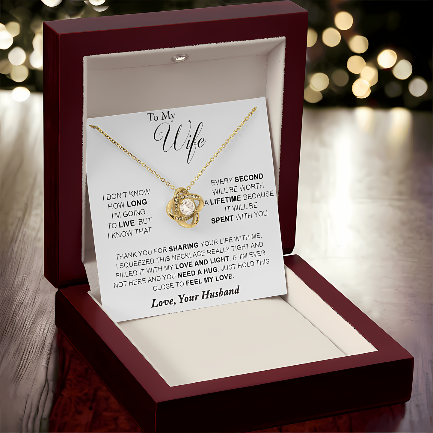 TO MY WIFE FROM HUSBAND - Premium Love Knot Necklace