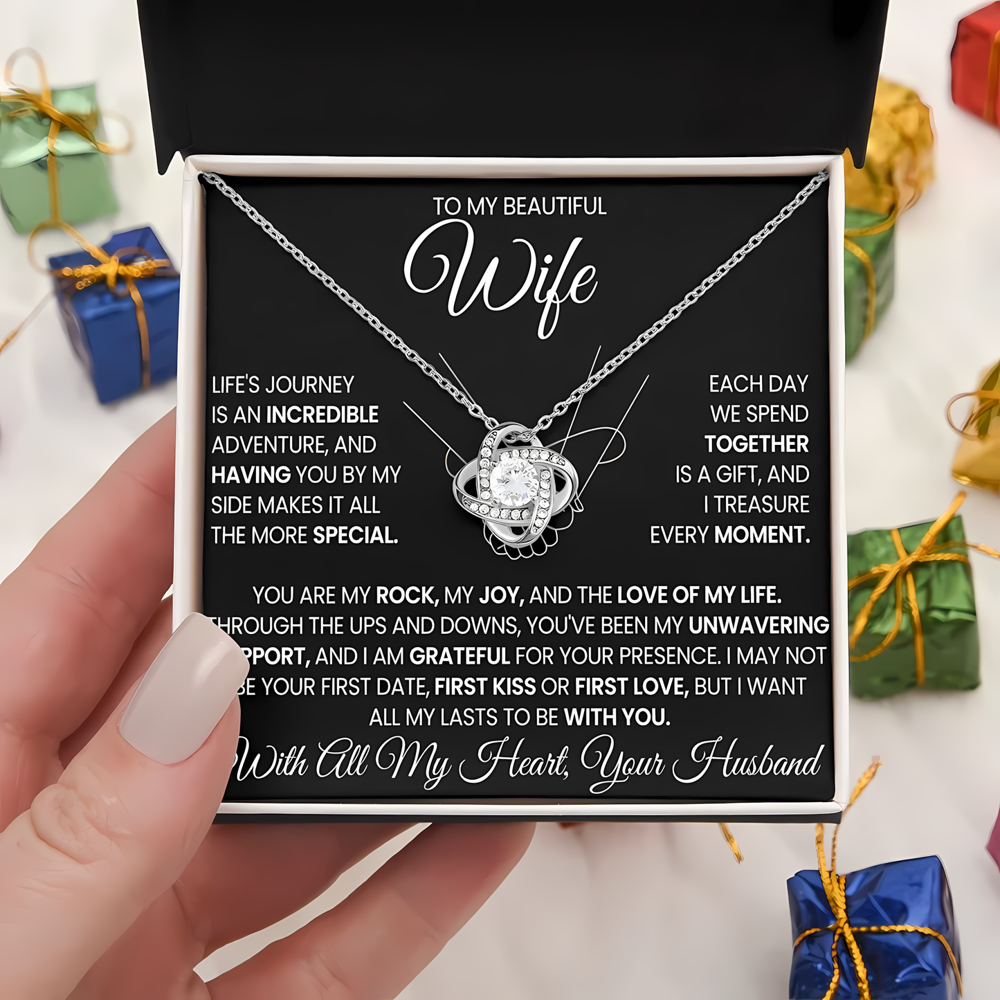 TO MY WIFE FROM HUSBAND - Premium Love Knot Necklace