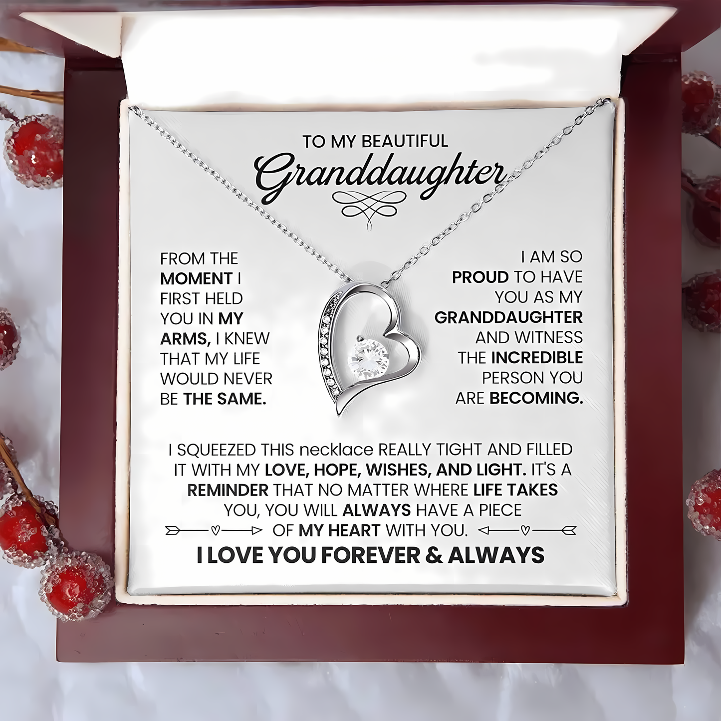 TO MY GRANDDAUGHTER - GIFT FROM GRANDMA - Forever Love Necklace