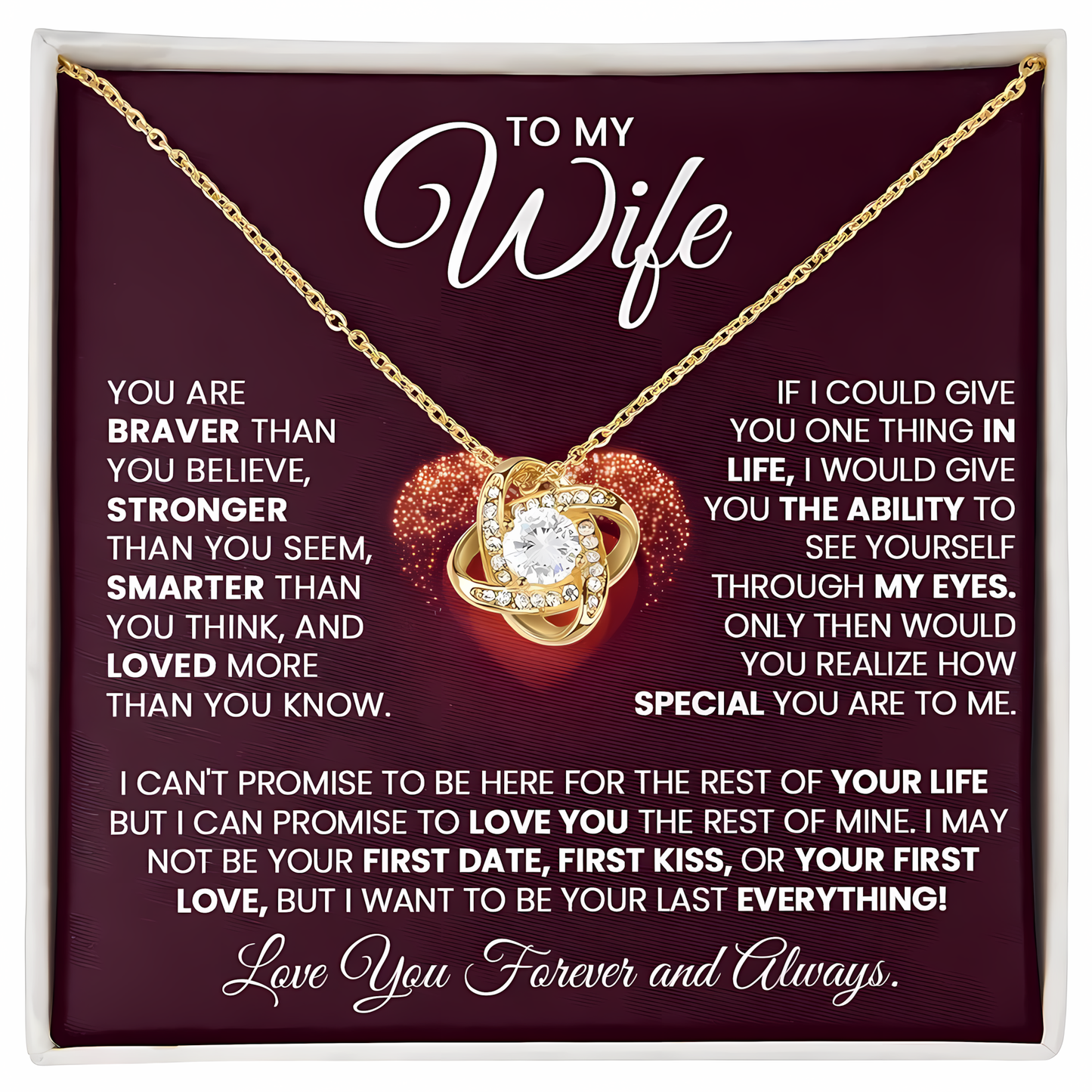 TO MY WIFE FROM HUSBAND - Premium Love Knot Necklace