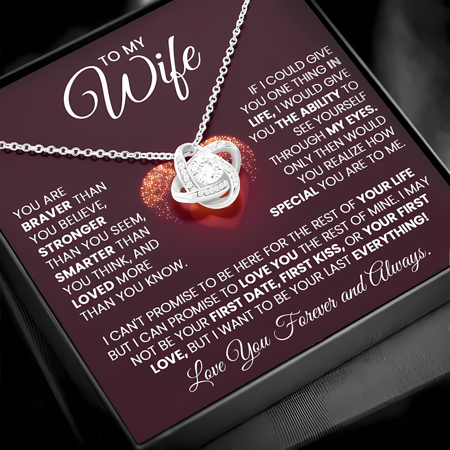 TO MY WIFE FROM HUSBAND - Premium Love Knot Necklace