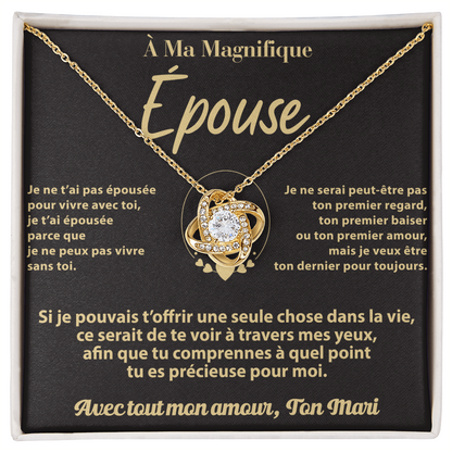 À MA FEMME DE LA PART DE SON MARI – COLLIER - Premium Love Knot Necklace (SKUJ12-177)