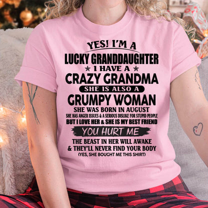 AUGUST - LUCKY GRANDDAUGHTER OF CRAZY GRANDMA - PERFECT GIFT FROM GRANDMA - snow08 (SKU12-146-08)