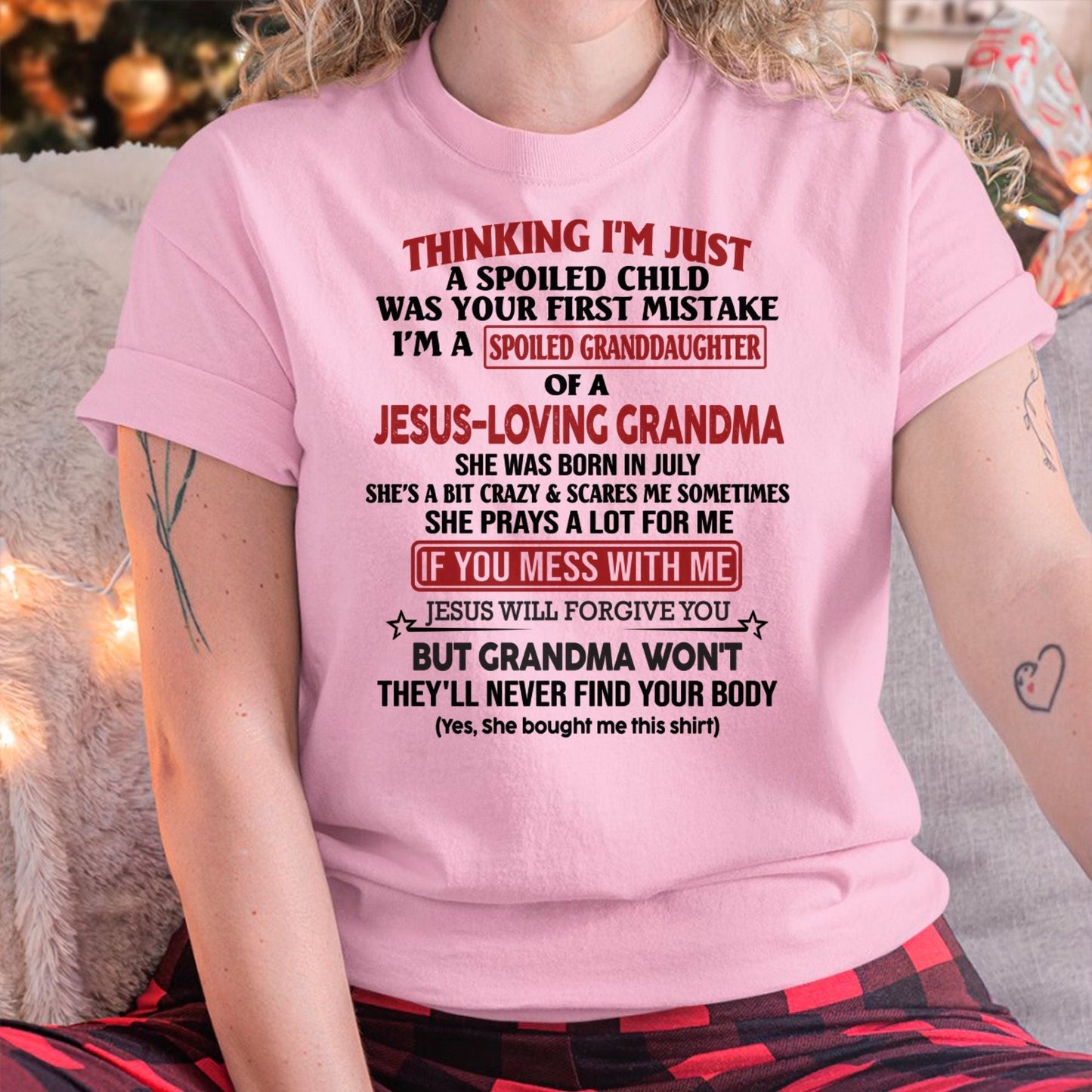 Christian Girl Shirt – Spoiled by Grandma July Edition – From Grandma to Granddaughter snow07 (SKU07-181-07)