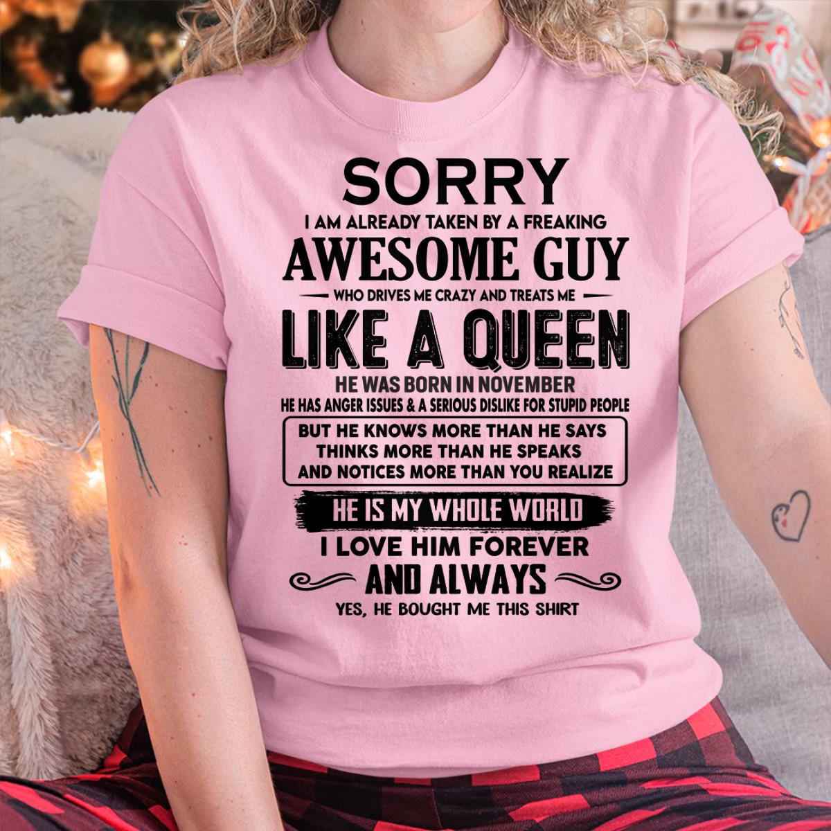 November - Sorry I am already taken by a freaking awesome guy - Gift for Wife From Husband - SNOW11 (SKU-SRG-11)