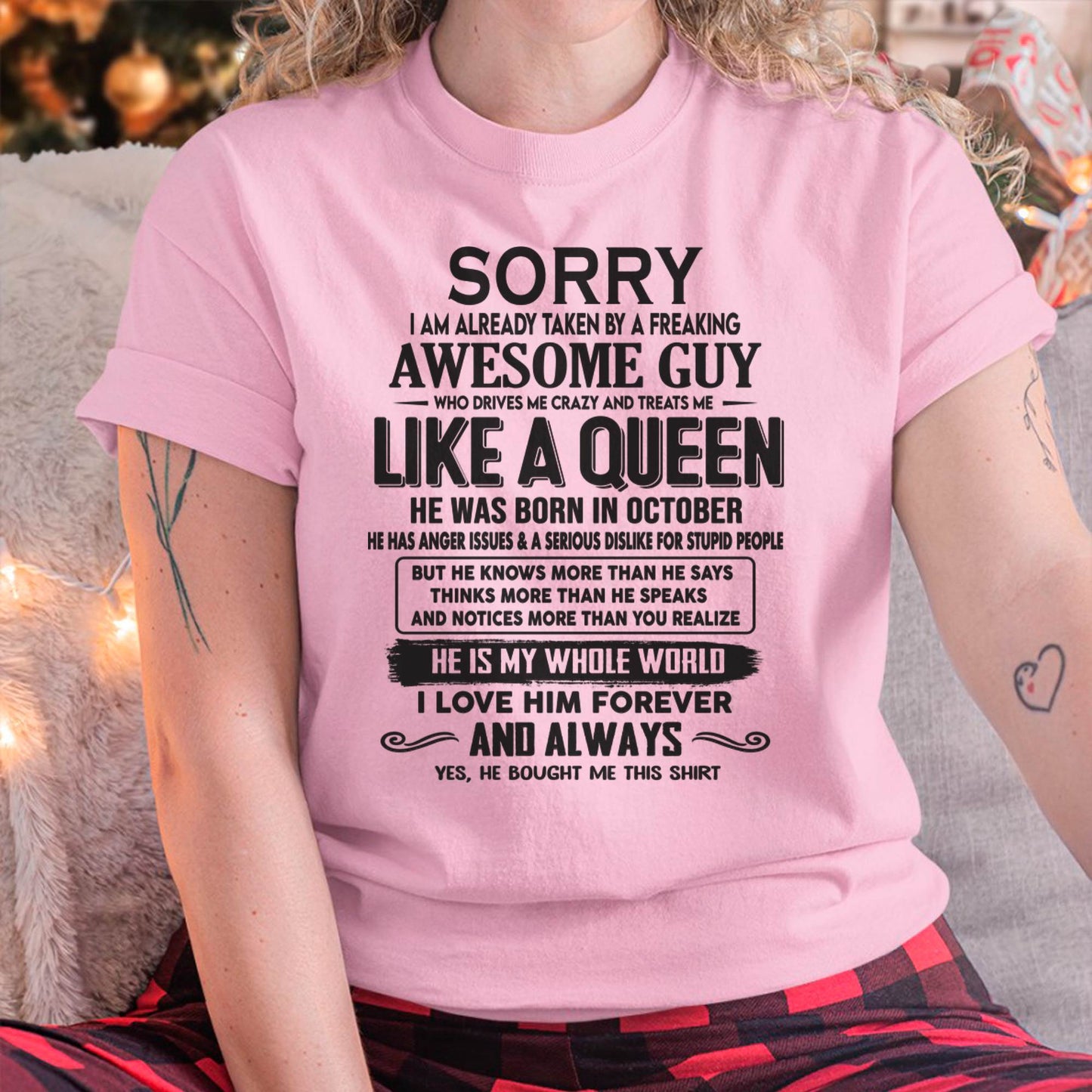 October - Sorry I am already taken by a freaking awesome guy - Gift for Wife From Husband - SNOW10 (SKU08-25-10)