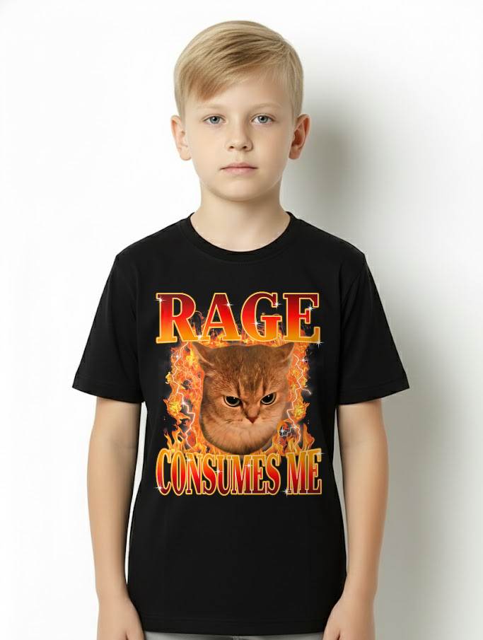 Rage Consumes Me Angry Cat Meme Funny Saying Cats Animals T-Shirt