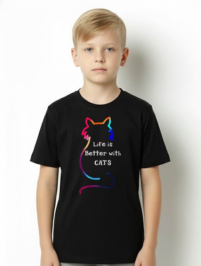 Cat Life is Better with Cats Colorful T-Shirt