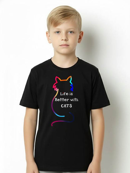 Cat Life is Better with Cats Colorful T-Shirt