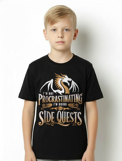 Epic Gamer Fantasy Adventure Apparel I'm Not Procrastinating I'm Doing Side Quests Dragon T-Shirt