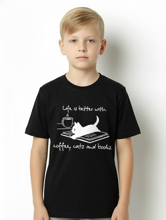 Life Is Better with Coffee Cats And Books - Cat Lover funny T-Shirt