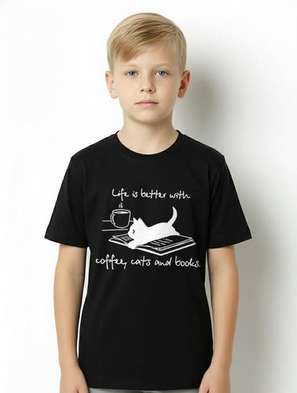 Life Is Better with Coffee Cats And Books - Cat Lover funny T-Shirt