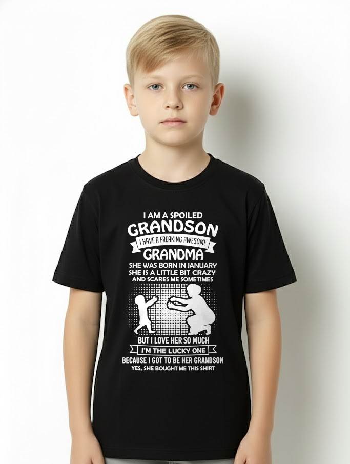JANUARY, I HAVE A FREAKING AWESOME GRANDMA - GIFT T SHIRT FROM GRANDMA TO GRANDSON - SNOW01 (SKU2604-217-01)