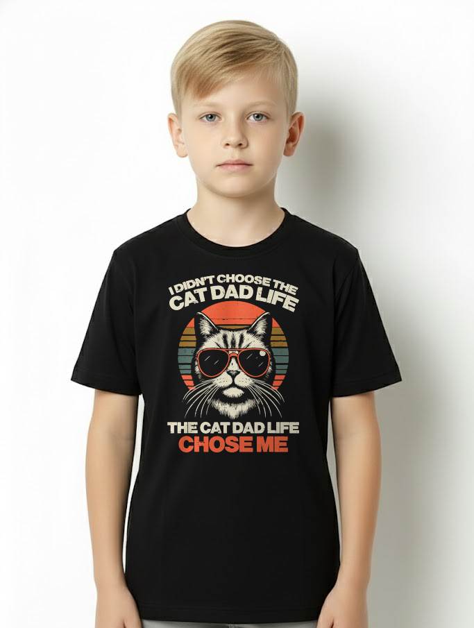 I Didnt Choose Cat Dad Life Chose Me Funny Fur Papa Men T-Shirt