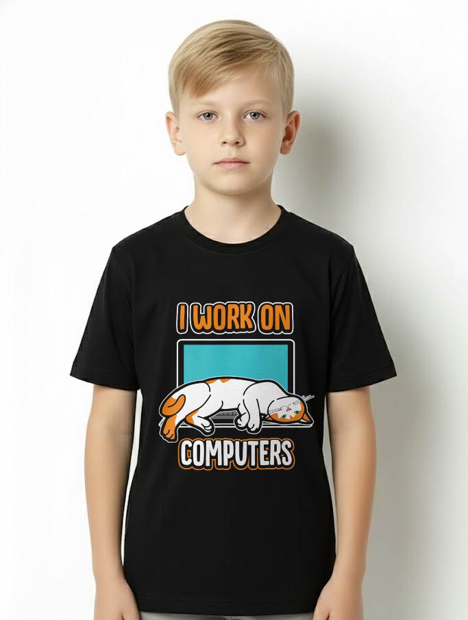 Funny Cats and Computers Halloween Kitty for pet Lovers T-Shirt Small