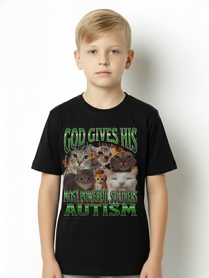 God Gives His Most Powerful Autism Funny Cat Meme Bootleg T-Shirt
