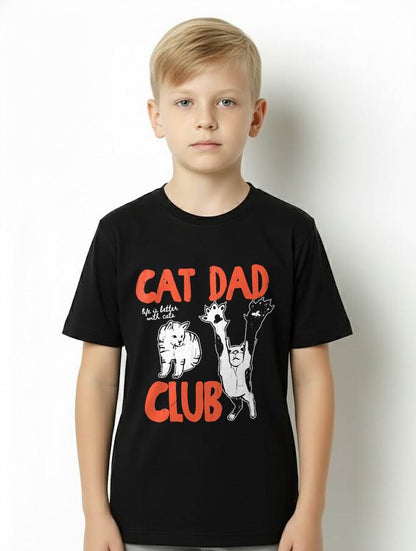 Cat Dad Club, Life is Better with Cats, Cat Dad, Funny Cat T-Shirt (SKU-SNOW-03)