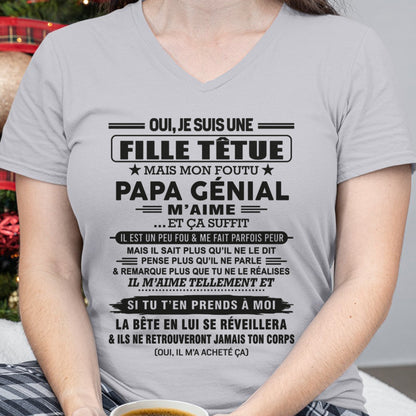 Oui, je suis une fille têtue – T-shirt | Cadeau d’anniversaire de papa pour sa fille - snow00 / fr00 (SKU12-197)