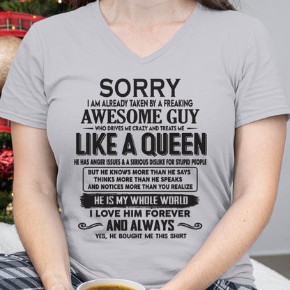 Sorry I am already taken by a freaking awesome guy - Gift for Wife From Husband - SNOW00 (SKU08-25-00)