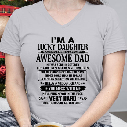 October - I'm Lucky Daughter - Gift for Daughter from Dad - SNOW10 (SKU-TLUCKYDD-10)